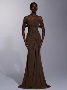 Elitara Women Formal & Evening Dresses - Coffee Brown - View 6
