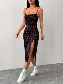 SHEIN PETITE 女士中長連身裙 - 黑色 - 查看 3