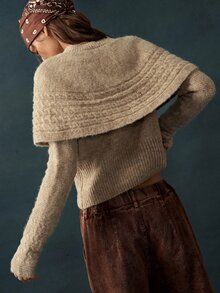 Bohemela Cardigan tipo capa con botones delanteros de unicolor - Verde - Ver 7