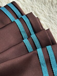 Comfortcana Plus Striped Contrast Lace Drawstring Waist Pants Fall - Brown - View 6