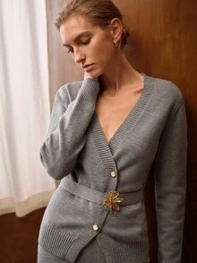 MOTF PREMIUM WOMEN SWEATER CO-ORDS - Grey - View 1