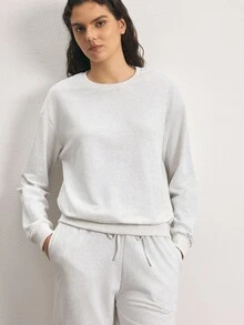 Ocili Solid Drop Shoulder Lounge Top - Light Grey - View 7