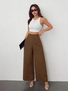 SHEIN PETITE Women Pants - Cocoa - View 7