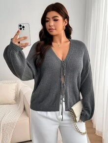 Enliva Plus Size Cardigans - Grey - View 6