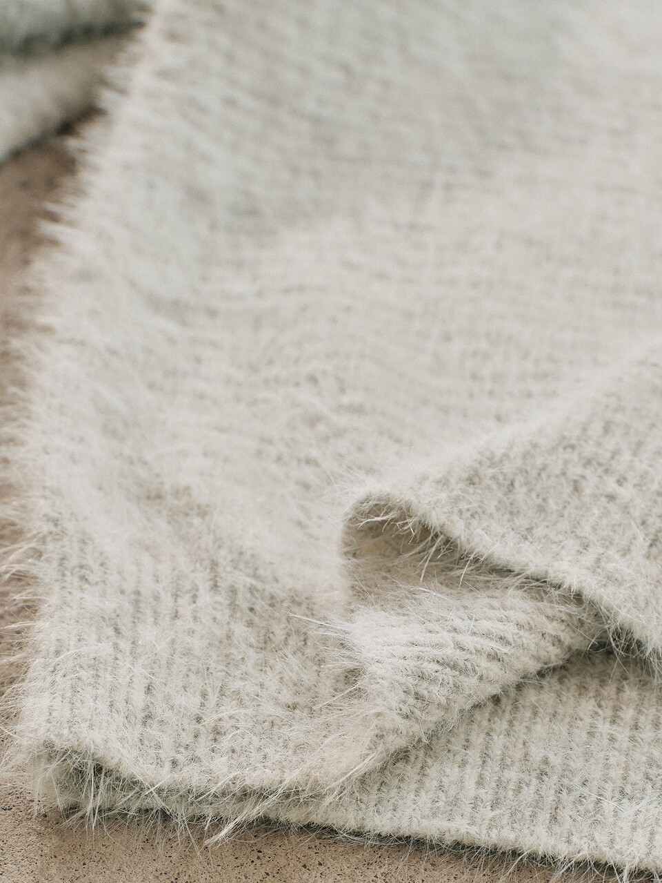 Light Gray Faux Mink Fur Round Neck Sweater Women Autumn/Winter Heavy Beaded Sequin Fireworks Rhinestone Soft Fluffy Loose Long Sleeve Atmospheric Knit Base Layer