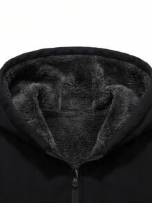 Manfinity Homme Men Teddy Lined Hooded Jacket - Black - View 5