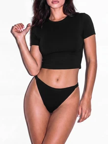 Slayform Slayform Women's Solid Color Daily Fitness Sports Panties - Black - View 6