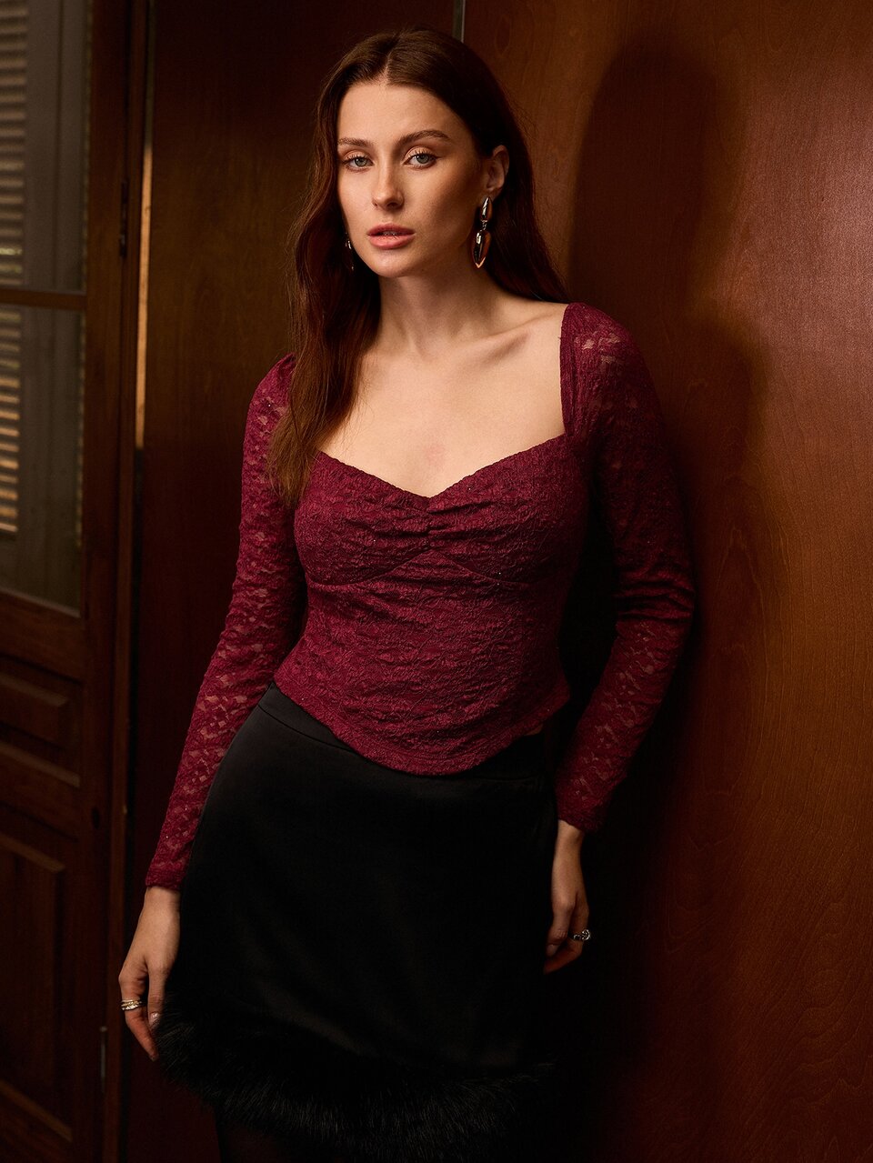 MOTF TOP CROP BUSTIER DE ENCAJE PARA MUJER OTOÑO/INVIERNO