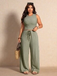 Elaquor Plus Size Co-Ords - Army Green - View 4