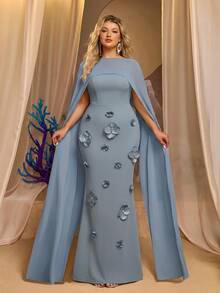 Glamrae Women Plus Formal & Evening Dresses - Dusty Blue - View 3