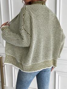 EMERY ROSE Allover Pattern Drop Shoulder Duster Cardigan - Green - View 2