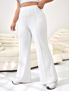 SHEIN EZwear 大碼西裝褲 - 白色 - 查看 3