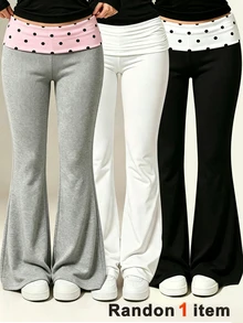 SHEIN Sparklyn Teen Girls Pants - Black and White - View 1