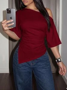 Slaydiva Women T-Shirts - Burgundy - View 5