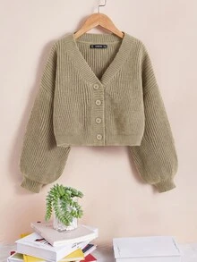 SHEIN Essnce 大碼開衫 - 卡其色 - 查看 1
