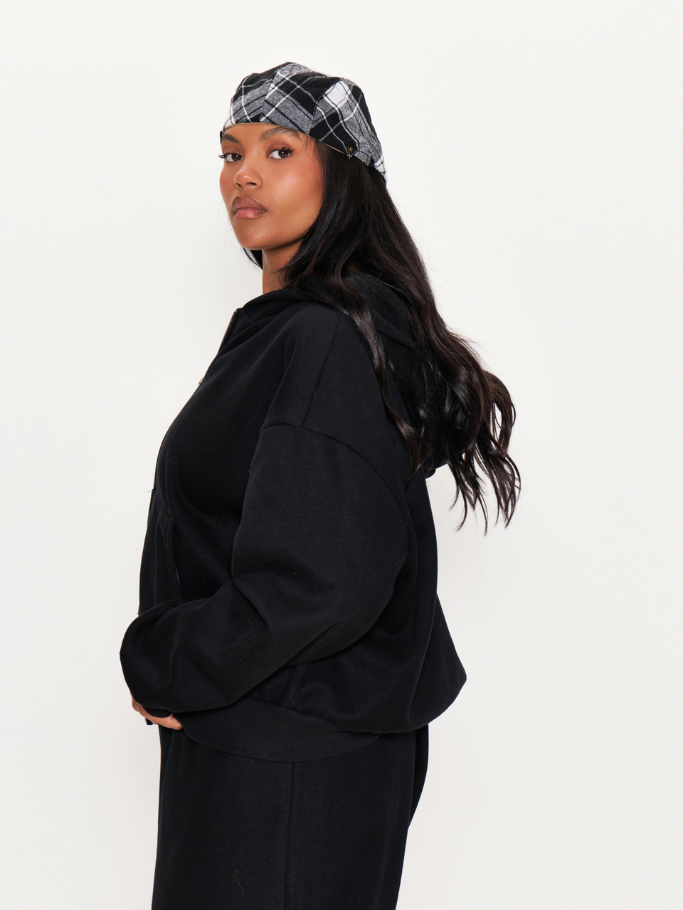 Black Oversized Boxy Hoodie Winter Autumn Everyday Casual Going Out Weekdaze