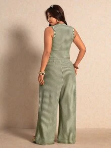 Elaquor Plus Size Co-Ords - Army Green - View 2