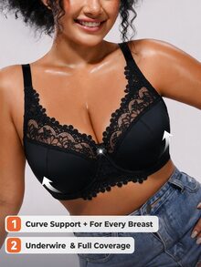 Bareli Dear Plus Size Bras & Bralettes - Black - View 8