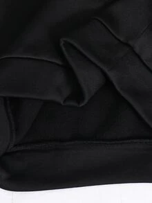SHEIN 青少年男孩休閒拼接色黑色連帽梭織秋季衛衣，適合返校或外出穿著 - 黑色 - 查看 6