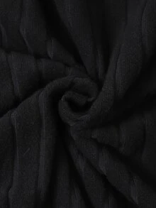 SHEIN Tween Girls Puffer Vest Ribbed Knit Top Flare Pants Outfits Sets Fall Letter Patch Padded Gilet Sweaters Tracksuit Athletic Black Jogging Beige School - Black - View 3