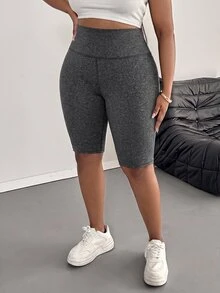 SHEIN PETITE CURVE 大碼緊身褲 - 深灰色 - 查看 3