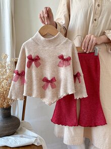 SHEIN Playful Pals 嬰兒（女）T卹套裝 - 酒紅色 - 查看 1