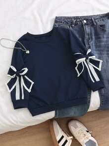 SHEIN Young Girls Sweatshirts - Blue - View 1