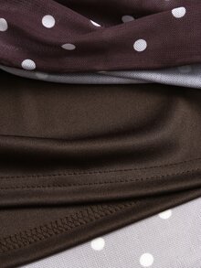 Sweetra Polka Dot Print Ruched Mermaid Hem Mesh Skirt - Coffee Brown - View 4