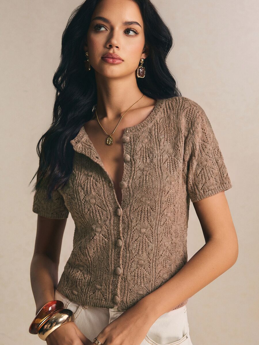 Poéselle Women Knit Tops - Khaki - View 1