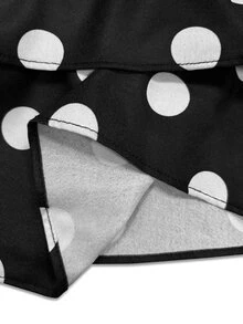 Glimmora Polka Dot Print V-Neck Sleeveless Layered Ruffle Hem Dress - Black and White - View 5