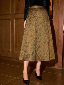 MOTF PREMIUM ROK JACQUARD PINGGANG TINGGI - Khaki - View 7
