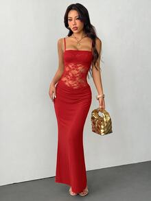 SHEIN PETITE 女式長裙 - 紅色 - 查看 3