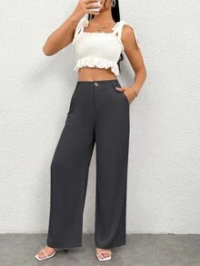 SHEIN PETITE Women Pants - Dark Grey - View 6