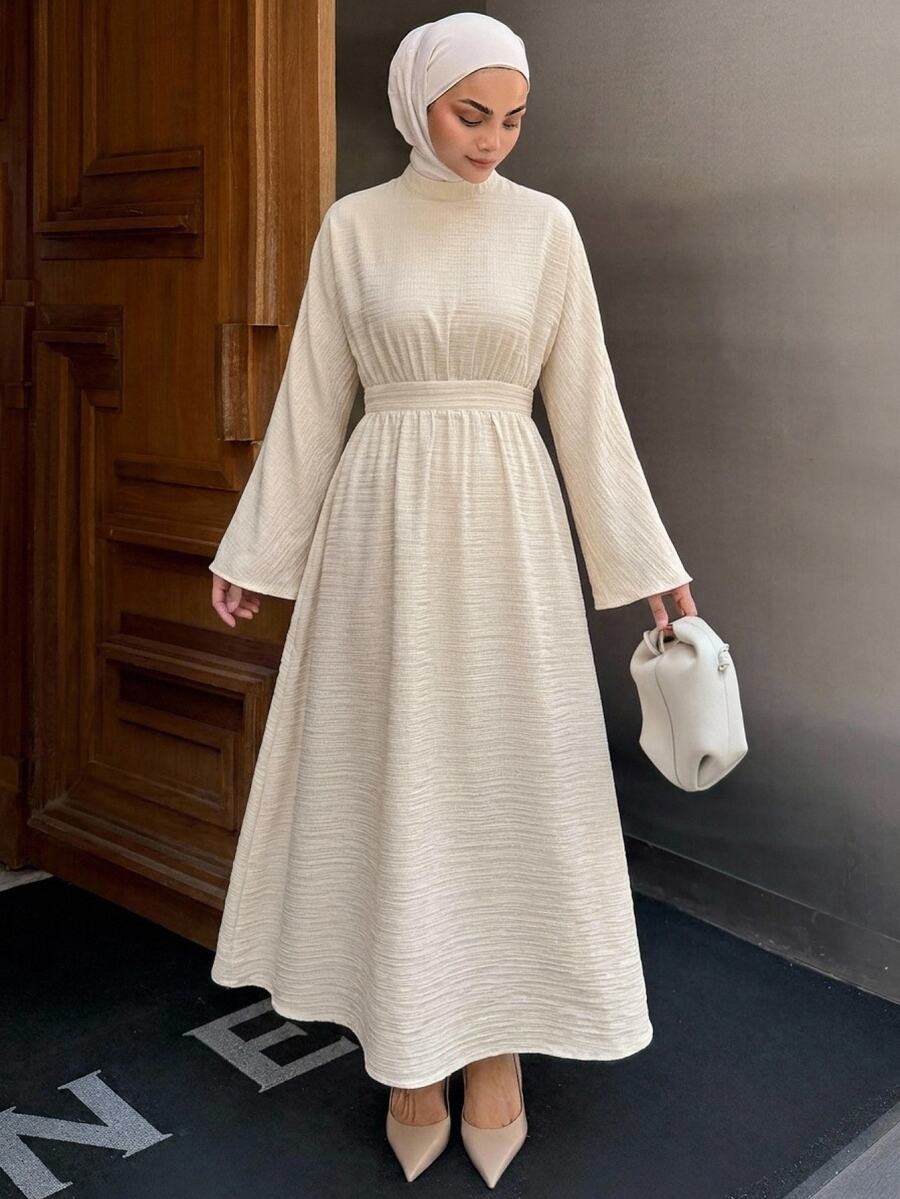 DAZY Women's Casual Commute Solid Color Long Dress - Apricot - View 1
