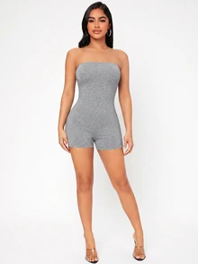 SHEIN PETITE Unitards mujer - Gris Claro - Ver 5