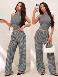 SHEIN PETITE 女士兩件套 - 黑與白 - 查看 9
