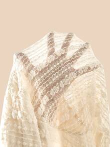 Elaquor Plus Size Elegant Commuter Solid Color Jacquard Shirt - White - View 7