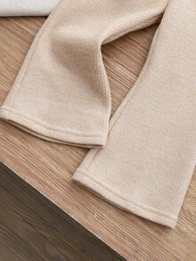 Cozy Pixies 女嬰蝴蝶結前襟運動衫與喇叭褲套裝 - 杏色 - 查看 6