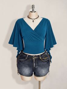 SHEIN ICON Camisetas de Tallas grandes - Neblina azul - Ver 1