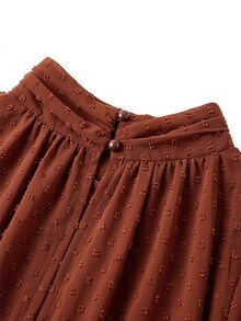 Lavishia Batwing Sleeve Ruffle Romantic Dress, Suitable For Date Occasions - Brown - View 5