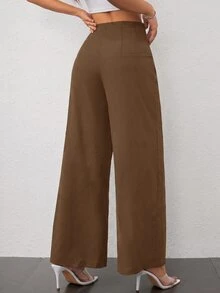 SHEIN PETITE Women Pants - Cocoa - View 2