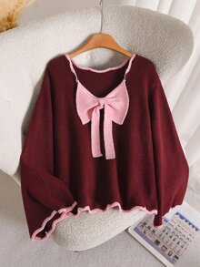 CosyJoli Sweater Ukuran Besar Formal Kantor Merah Marun Musim Gugur Kasual Lembut Bentuk Musim Dingin - MultiWarna - View 3