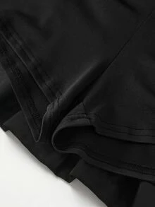SHEIN 青少年女孩純色彈性腰頭蝴蝶結裝飾泡泡裙褲 - 黑色 - 查看 6