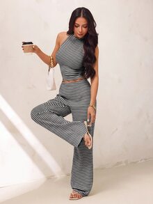 SHEIN PETITE 女士兩件套 - 黑與白 - 查看 3