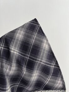 Elamini 格紋印花蕾絲飾邊抽繩前襟上衣 - 藏蓝色 - 查看 8