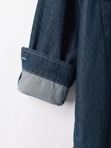 SHEIN CURVE+ 加大襯衫 - 藍色 - 查看 3