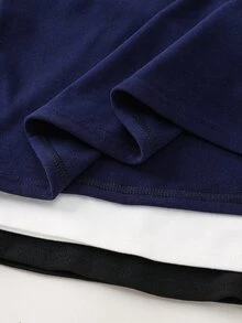 3件/組買2送1青少年男孩休閒簡約百搭超高CP值套裝，圓領百搭T恤套裝，適合秋冬/聖誕，黑/白/藍T恤，青少年百搭長袖上衣，秋季穿搭，冬季穿搭 - 彩色 - 查看 4