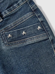 ROMWE Button Detail Skinny Jeans - Dusty Blue - View 4