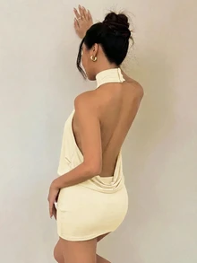 SHEIN PETITE 女用迷你連身裙 - 淡黃色 - 查看 2