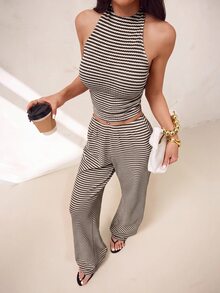SHEIN PETITE 女士兩件套 - 棕色 - 查看 4